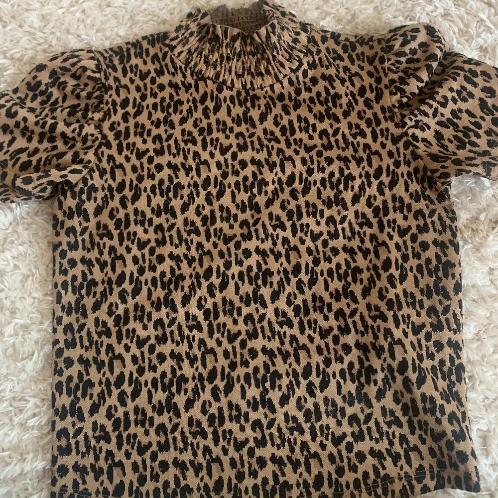 ZARA Puff Sleeve Cheetah Top